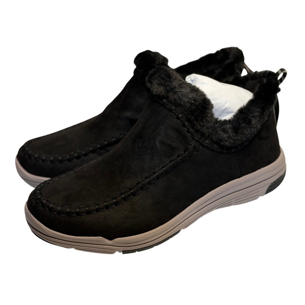 Ryka Ariana Slip-On Shoes Black Water-Repellent Faux Fur Cozy Lined 10W Women